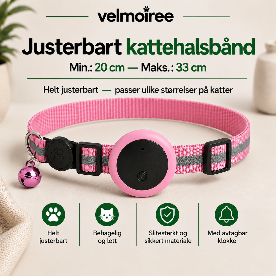 Smart halsband för katter – Velmoiree™ Rosa