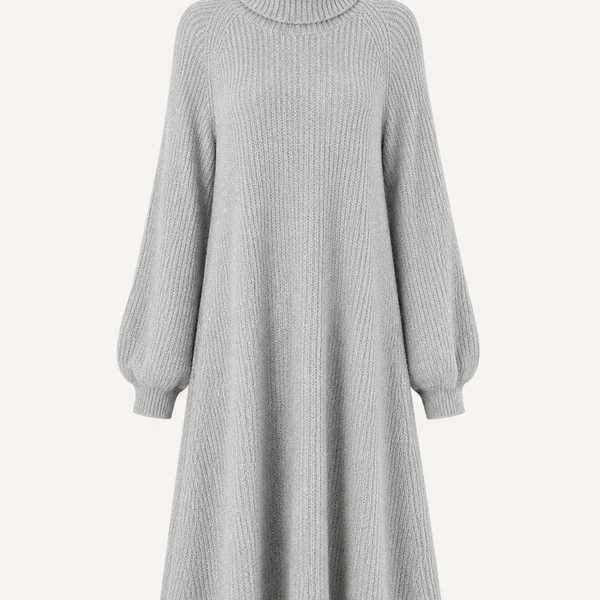 Turtleneck Ribbed Knit Sweater Dress