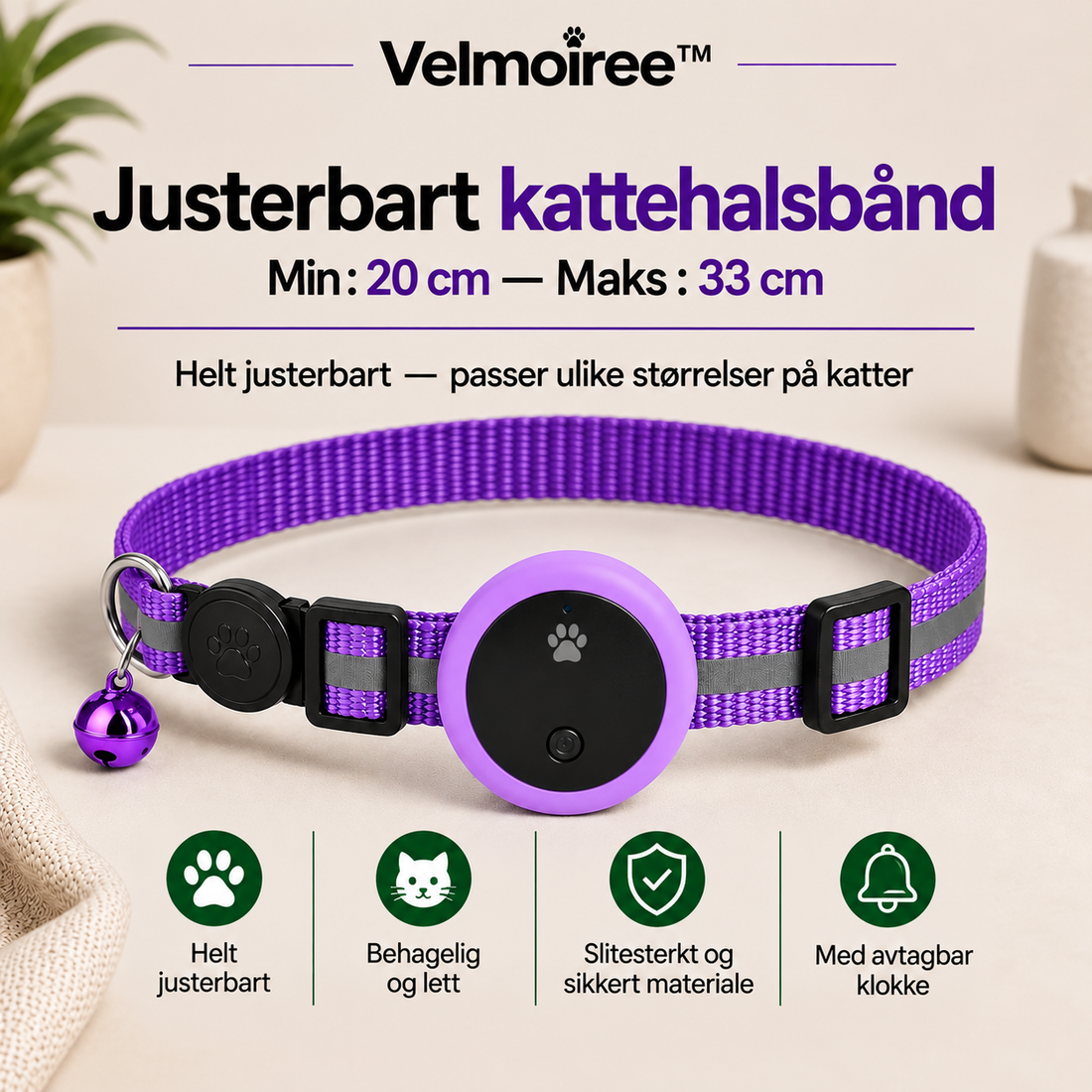 Smart halsband för katter – Velmoiree™ Lila