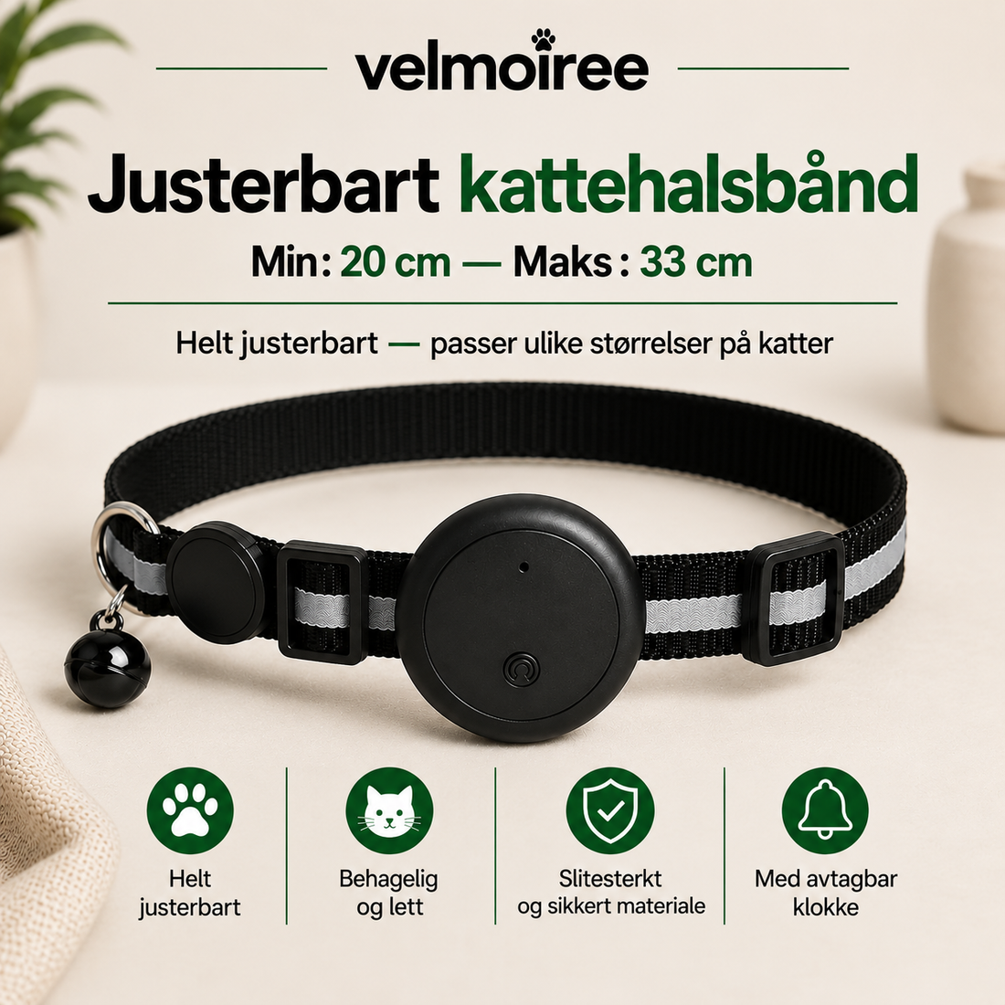 Smart halsband för katter – Velmoiree™ Svart
